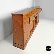 Load image into Gallery viewer, Wooden sideboard with stained glass drawers, 1930s