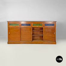 Load image into Gallery viewer, Wooden sideboard with stained glass drawers, 1930s