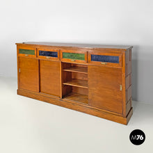 Load image into Gallery viewer, Wooden sideboard with stained glass drawers, 1930s