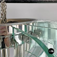 画像をギャラリービューアに読み込む, Glass and chromed metal chandelier, 1970s