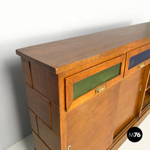 Load image into Gallery viewer, Wooden sideboard with stained glass drawers, 1930s