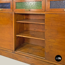 Load image into Gallery viewer, Wooden sideboard with stained glass drawers, 1930s
