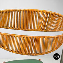 将图片加载到图库查看器,Chairs in rattan and green faux leather, 1960s