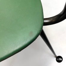 将图片加载到图库查看器,Chairs in rattan and green faux leather, 1960s