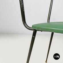 将图片加载到图库查看器,Chairs in rattan and green faux leather, 1960s