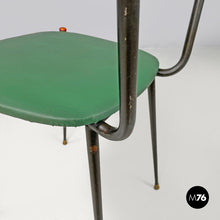 将图片加载到图库查看器,Chairs in rattan and green faux leather, 1960s