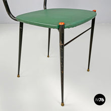 将图片加载到图库查看器,Chairs in rattan and green faux leather, 1960s