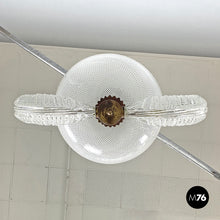 画像をギャラリービューアに読み込む, Transparent Murano glass and brass chandelier, 1940s