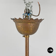 画像をギャラリービューアに読み込む, Transparent Murano glass and brass chandelier, 1940s