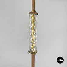 画像をギャラリービューアに読み込む, Transparent Murano glass and brass chandelier, 1940s