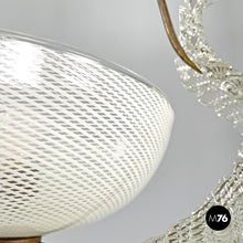 画像をギャラリービューアに読み込む, Transparent Murano glass and brass chandelier, 1940s