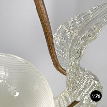 画像をギャラリービューアに読み込む, Transparent Murano glass and brass chandelier, 1940s