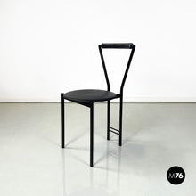 将图片加载到图库查看器,Chairs in black metal and rubber, 1980s