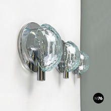 Charger l'image dans la galerie, Chromed metal and faceted glass wall lights, 1960s