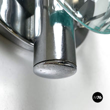 Charger l'image dans la galerie, Chromed metal and faceted glass wall lights, 1960s