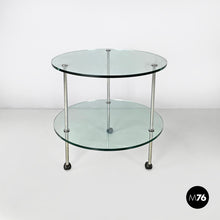 Charger l'image dans la galerie, Cart T6 with two transparent glass shelves by Luigi Caccia Dominioni for Azucena, 1970s