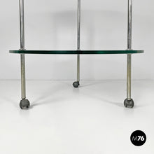 Charger l'image dans la galerie, Cart T6 with two transparent glass shelves by Luigi Caccia Dominioni for Azucena, 1970s