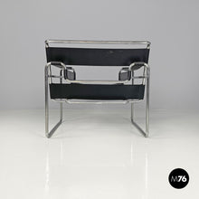 将图片加载到图库查看器,Black leather armchair Wassily or B3 by Marcel Breuer for Gavina, 1970s