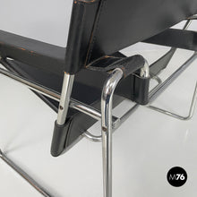 将图片加载到图库查看器,Black leather armchair Wassily or B3 by Marcel Breuer for Gavina, 1970s