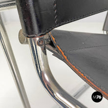 将图片加载到图库查看器,Black leather armchair Wassily or B3 by Marcel Breuer for Gavina, 1970s