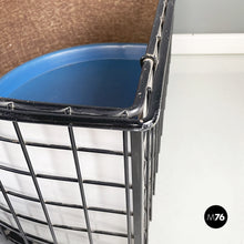 Load image into Gallery viewer, Planters in black metal, white wood and blue plastic, 1980s