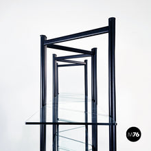 将图片加载到图库查看器,Black metal and glass bookcase, 1990s