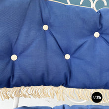 画像をギャラリービューアに読み込む, Garden bench in white wrought iron and fabric, 1960s