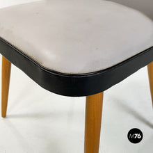 将图片加载到图库查看器,Chairs in black and gray leather and wood, 1980s