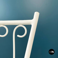 画像をギャラリービューアに読み込む, Garden chairs in white painted wrought iron and fabric, 1960s
