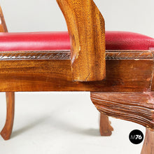 Load image into Gallery viewer, Wooden chairs with red leather, 1900s