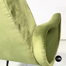 Load image into Gallery viewer, Armchairs in green velvet and black metal, 1950s