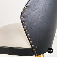 将图片加载到图库查看器,Chairs in black and gray leather and wood, 1980s