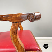 Load image into Gallery viewer, Wooden chairs with red leather, 1900s