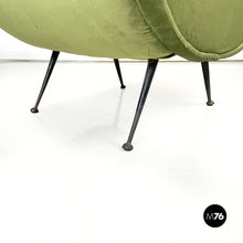 Load image into Gallery viewer, Armchairs in green velvet and black metal, 1950s