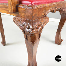 Load image into Gallery viewer, Wooden chairs with red leather, 1900s