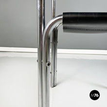 将图片加载到图库查看器,Chairs in black leather and tubular metal, 1980s