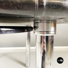 画像をギャラリービューアに読み込む, Game table in green fabric, black leather and chromed steel, 1970s