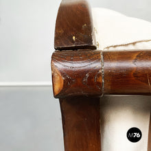 Load image into Gallery viewer, Wooden sofa with white fabric, 1940s