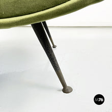 Load image into Gallery viewer, Armchairs in green velvet and black metal, 1950s