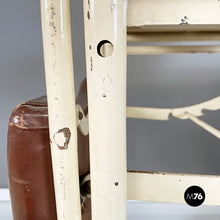 Load image into Gallery viewer, Medical laboratory bed in brown leather and white metal, 1940s