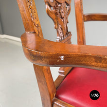 Load image into Gallery viewer, Wooden chairs with red leather, 1900s