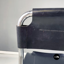 将图片加载到图库查看器,Chairs in black leather and tubular metal, 1980s