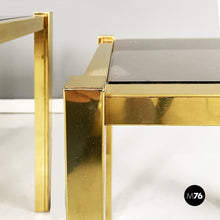 Load image into Gallery viewer, Coffe tables in brass and smoked glass, 1970s