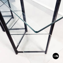 将图片加载到图库查看器,Black metal and glass bookcase, 1990s