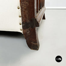 Load image into Gallery viewer, Wooden sofa and armchairs with white fabric, 1940s