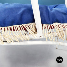 画像をギャラリービューアに読み込む, Garden bench in white wrought iron and fabric, 1960s