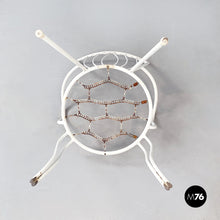 画像をギャラリービューアに読み込む, Garden chairs in white painted wrought iron and fabric, 1960s