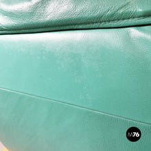 Load image into Gallery viewer, Armchair in aqua-green leather, wood and metal, 1980s