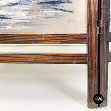 Load image into Gallery viewer, Three-door screen hand painted on fabric and wood, early 1900s