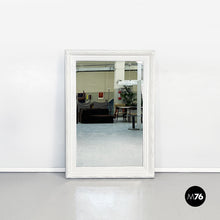 画像をギャラリービューアに読み込む, Large rectangular mirror with white wooden frame, 1990s